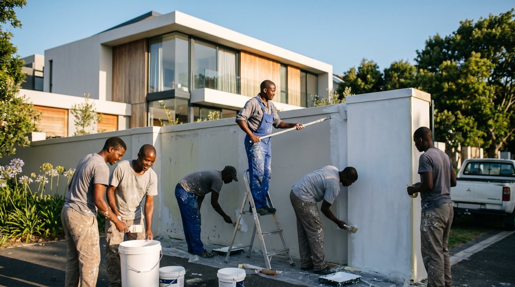 Exterior wall preparation and painting in Muizenberg
